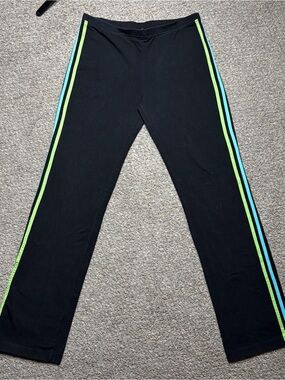 Vintage Y2K Mossimo Cotton Side Stripe Flare Yoga Pants size XL Drawstring black